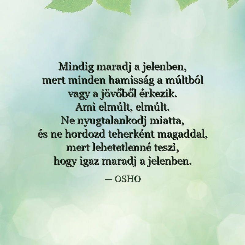 OSHO idézet – Mindig maradj a jelenben
